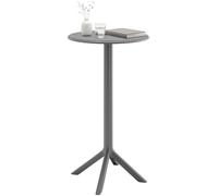 CLP Tavolo da Bar Tomas, Tavolo da Esterno Rotondo Ø 60 cm H 107 cm, Stabile, Resistente UV e intemperie, Polipropilene, Colore:Grigio Scuro