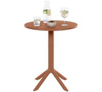 CLP Tavolo da giardino rotondo Lacota 60 cm, in plastica resistente a intemperie e raggi UV, ideale per balcone e terrazzo, per 2-4 persone | Colore terracotta