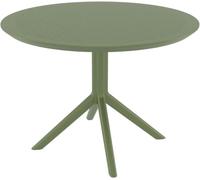 CLP Tavolo da Giardino Sky Ø 105 cm Rotondo, Bistrò Esterno in Polipropilene Resistente a UV e Intemperie, Stabile, Altezza 74 cm, Colore:Oliva