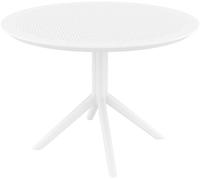 CLP Tavolo da Giardino Sky Ø 105 cm Rotondo, Bistrò Esterno in Polipropilene Resistente a UV e Intemperie, Stabile, Altezza 74 cm, Colore:Bianco