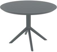 CLP Tavolo da Giardino Sky Ø 105 cm Rotondo, Bistrò Esterno in Polipropilene Resistente a UV e Intemperie, Stabile, Altezza 74 cm, Colore:Grigio Scuro