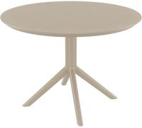 CLP Tavolo da Giardino Sky Ø 105 cm Rotondo, Bistrò Esterno in Polipropilene Resistente a UV e Intemperie, Stabile, Altezza 74 cm, Colore:Tortora