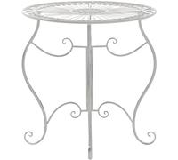 CLP Tavolino Giardino Indra I Tavolino caffè in Ferro Lavorato A Mano I Tavolino Tondo Balcone Rustico Shabby, Colore:Antico Bianco
