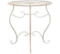 CLP Tavolino Giardino Indra I Tavolino caffè in Ferro Lavorato A Mano I Tavolino Tondo Balcone Rustico Shabby, Colore:Antico-Crema