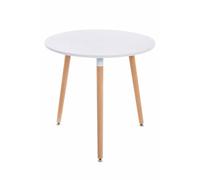 CLP Tavolo Tondo da Cucina Ansgar in Legno I Tavolino Rotondo Scandinavo 3 Gambe Ø 80 CM, Alt. 75 CM, Colore:Bianco, Colore del Telaio:Natura