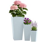 CLP Vaso Grande, Set di 3 per Esterni e Interni, fioriera Quadrata XXL per Esterni, Resistente al Gelo in Look Pietra, a Prova di Inverno, Colore:Grigio