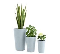 CLP Vaso Grande, Set di 3 per Esterni e Interni, Vaso Rotondo XXL per Esterni, Resistente alle intemperie e al Gelo in Look Pietra, Colore:Grigio