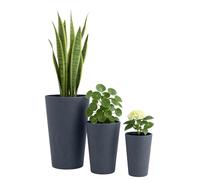 CLP Vaso Grande, Set di 3 per Esterni e Interni, Vaso Rotondo XXL per Esterni, Resistente alle intemperie e al Gelo in Look Pietra, Colore:Antracite