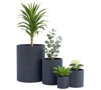 CLP Vaso Grande, Set di 4 per Esterni e Interni, Vaso Rotondo XXL per Esterni, Resistente alle intemperie e al Gelo in Look Pietra, Colore:Antracite