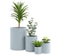 CLP Vaso Grande, Set di 4 per Esterni e Interni, Vaso Rotondo XXL per Esterni, Resistente alle intemperie e al Gelo in Look Pietra, Colore:Grigio