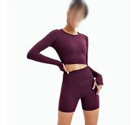 CLSDRZC Abito da Due Pezzi Donne Senza Saldatura da Yoga Set da Palestra Allenamento per Abbigliamento Sportivo Le Leggings High Waist Fitness Sport Crop Top