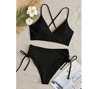 CLSDRZC Bikini Signore da Bagno da Bagno in Pizzo Nero in Pizzo su Costume da Bagno a Coste Abito Bikini abita da Bagno Estivo da Bagno da Bagno Estivo