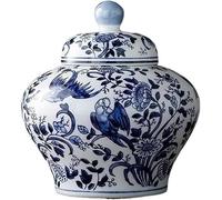 CLSDRZC Blue Vases And White Flower Pocelain Glossy for Table Living Room Bookshelf Mantle Fireplace