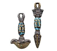 CLSDRZC Braccialetto Tibetano Vajra pestello Rotante Collana per Tallone dzi, Vajra Mezzaluna a Ascia di Ascia, Catena di Magli