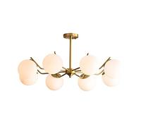 CLSDRZC Brass Branch Chandelier Glass Lampshade Nordic Style Ceiling Light Creative Magic Beans Pendant Light for Bedroom Living Room Dining Room Kitchen-Copper 8