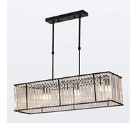 CLSDRZC Contemporary for Living Room Dining Room Pool Table Light Kitchen Island Lighting,E14 Minimalist Crystal Restaurant Chandelier,③-Light Crystal Chandelier-Black And Crystal 85cm
