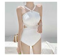 CLSDRZC Costume da Bagno Monopezzo Femminile da Bagno Bianco Puro Costume da Bagno Senza Schienale a Maglie di Nuoto Senza Schienale Estate in Un Costume da Bagno Monopezzo