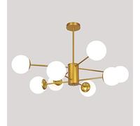 CLSDRZC E27 Nordic Globe Sputnik Chandelier,Brushed Brass Mid Century Molecule During Lighting Industrial Branch Ceiling Light Fixture with Glass Shade-Shakin 8