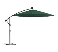 CLSDRZC Elegant Hanging Parasol - Green, UV-Resistant Polyester Canopy, 300cm Diameter, Metal Pole, Outdoor Patio Garden Umbrella with Solar-ed LED Lights And Crank Mechanism
