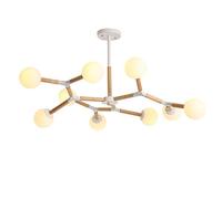 CLSDRZC European Style Sputnik Chandelier Ceiling Light E27 Glass Pendant Light Solid Wood Ceiling Light Fixture for Living Room Bedroom Dining Room-White + Wood 9 HEA