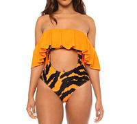CLSDRZC Fashion Swimwear Women's Color Matching Pleated Swimsuit Bikini Beach Wear Ladies
