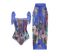 CLSDRZC Floral Print One-Piece Swimsuit Set Summer Swiming Suit Shorts Bourkini Swimwear for Girls