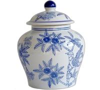 CLSDRZC Ginger Jar Blue And White Porcelain Ceramic Vase Chinese Antique Ornaments for Home Living Room(Blue)