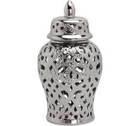 CLSDRZC Ginger Jar Ceramic Handicraft Flower Vase with Lid Pierced with Lid(White,Small)