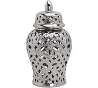 CLSDRZC Ginger Jar Ceramic Handicraft Flower Vase with Lid Pierced with Lid(White,Small)