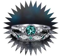 CLSDRZC Girl Products Rings Ring Jewellery Women Men Promise Wedding Fashionable And Versatile Women's Ring Emerald Ring Gifts