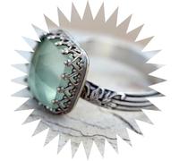 CLSDRZC Girl Products Rings Ring Jewellery Women Men Promise Wedding Mint Green Moonlight Stone Princess Square Diamond Ring Gifts