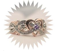 CLSDRZC Girl Products Rings Ring Jewellery Women Men Promise Wedding Rose Princess Square Diamond Ring Heart Shaped Rose Gold Double Tone Zircon Ring Gifts