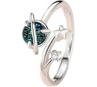CLSDRZC Girl Products Silver Color Happy Planet Couple Opening Ring Jewelry Long Distance Love Gift J643-N40 Gifts