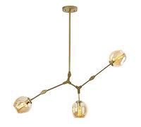 CLSDRZC Glass Branch Light Fixture Hanging Lighting,E27 Glass Engineering Branch Molecular Chandelier,Living Room Bedroom Indoor Chandelier Lamp,Creativity Adjustable Ceiling Li-Amber lampshade 3 h