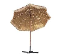 CLSDRZC Household Portable Straw Folding Round Parasol Shallow Can Be Tilted Tropical Beach Umbrella with Base for Garden Balcony Deck