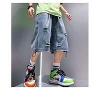 CLSDRZC Jeans Short Baggy Nero Maschi Pantaloncini Blu Jeans strappato per Uomo Estate Giapponese Hip Hop Jeans Streetwear Harajuku