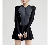 CLSDRZC Manica Lunga Un Pezzo di Costume da Bagno da Bagno da Donna da Bagno con Costume da Bagno Gonna con Cerniera Estate da Bagno con Un Pezzo