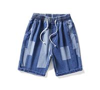 CLSDRZC Men's Shorts Spring/Summer Black Blue Denim Shorts Stretch Denim Shorts Loose Straight Denim Shorts