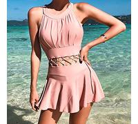 CLSDRZC One Piece Swimsuit for Girls Guard Women Swimwear Large Size Swiming Suit New Skirt Female Backless Solid