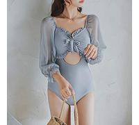 CLSDRZC One-Piece Women‘s Swimsuits Pure Color High-Waisted Sheath Swimwear Sweet Backless Bowknot Spa Bathing Suit Bikini