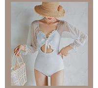 CLSDRZC One-Piece Women‘s Swimsuits Pure Color High-Waisted Sheath Swimwear Sweet Backless Bowknot Spa Bathing Suit Bikini