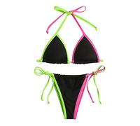 CLSDRZC Patchwork Thong Micro Bikinis Women Bandage Bikini Set Push Up Padded Brazilian Swimwear High Waist Beachwear Swimsuit