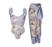 CLSDRZC Petal Trim Backless One Piece Swimsuit Women String Bathing Suits Summer Swiming Suit Summer Beach