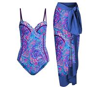 CLSDRZC Piece Swimsuit with Skirt Swimwear Retro Holiday Beach Dress Backless Summer Surf Wear Bathing Suit