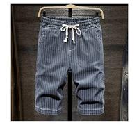 CLSDRZC Plus Size Men's Striped Short Jeans Summer Stretch Denim Shorts Pants Men's Straight Pants