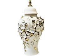 CLSDRZC Porcelain Ginger Jar Tabletop Ornament Flower Vase Vintage Flower Arrangement Storage Jar for Shelf Housewarming Gift