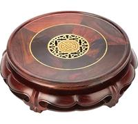 CLSDRZC Round Ebony Wood Pedestal Stand, Delicate Hand Craft Oriental Vase Containers Sculpture Base, Openwork Carving Bonsai(No.3 15CM*5CM)