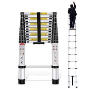 CLSDRZC Scala Telescopica Estensibile 8m/ 7m/ 6.2m/ 5m/ 4m/ 3.8m/ 3.2m/ 2m/ 1m, Scala Telescopica in Alluminio per Soppalco sul Tetto Camper Mansarda Uso Interno Esterno, Carico 150kg