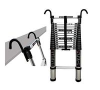 CLSDRZC Scala Telescopica in Alluminio per Esterni 2m/2.6m/2.9m/3.2m/3.8m/4.1m/4.4m Scale Telescopiche Allungabili in Alluminio con Gancio, Scala Soppalco Compatta Portatile per La Decorazione dei