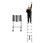 CLSDRZC Scala Telescopica Scaletta per Carichi Pesanti con pioli Larghi, Scala a Soppalco Stile Diritto Singolo, 2/2.6/2.9/3.2/3.8/4.1/4.4/4.7/5.1/5.5/5.9/6.3/6.7/7.1 m di Altezza